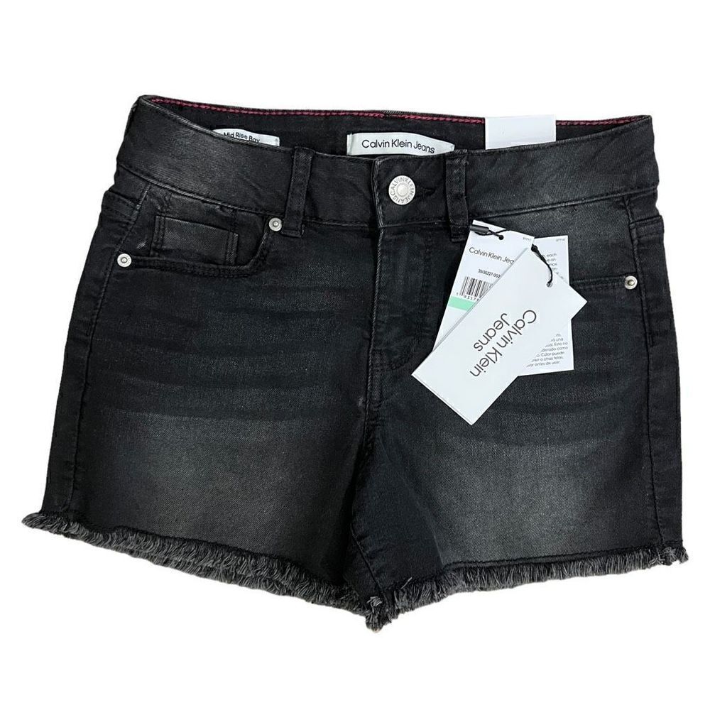Calvin Klein Girls Mid-Rise Boy Jean Shorts Black Size 8
